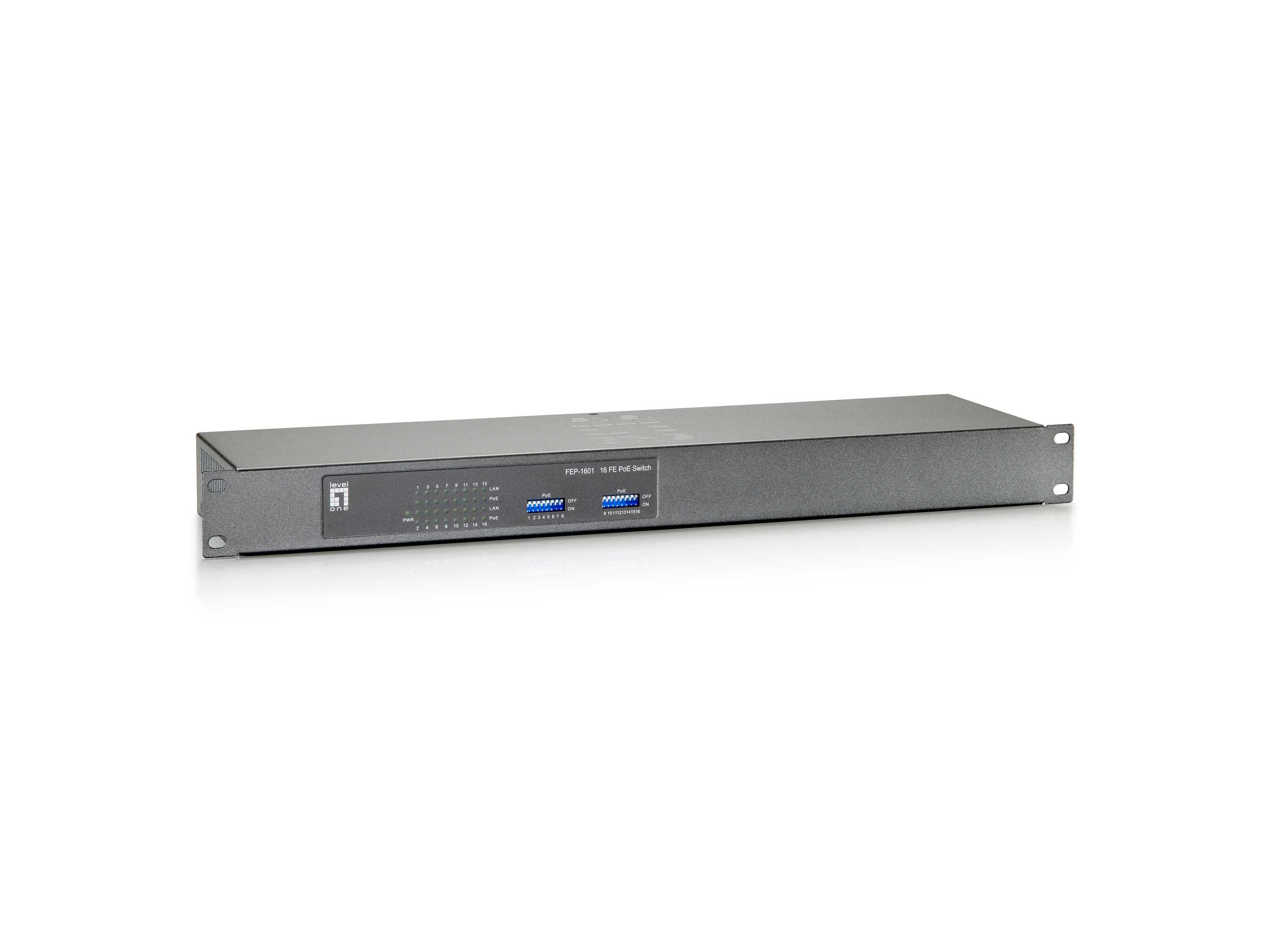 LevelOne FEP-1601W120 Fast Ethernet PoE+ Switch 16 Ports Grau