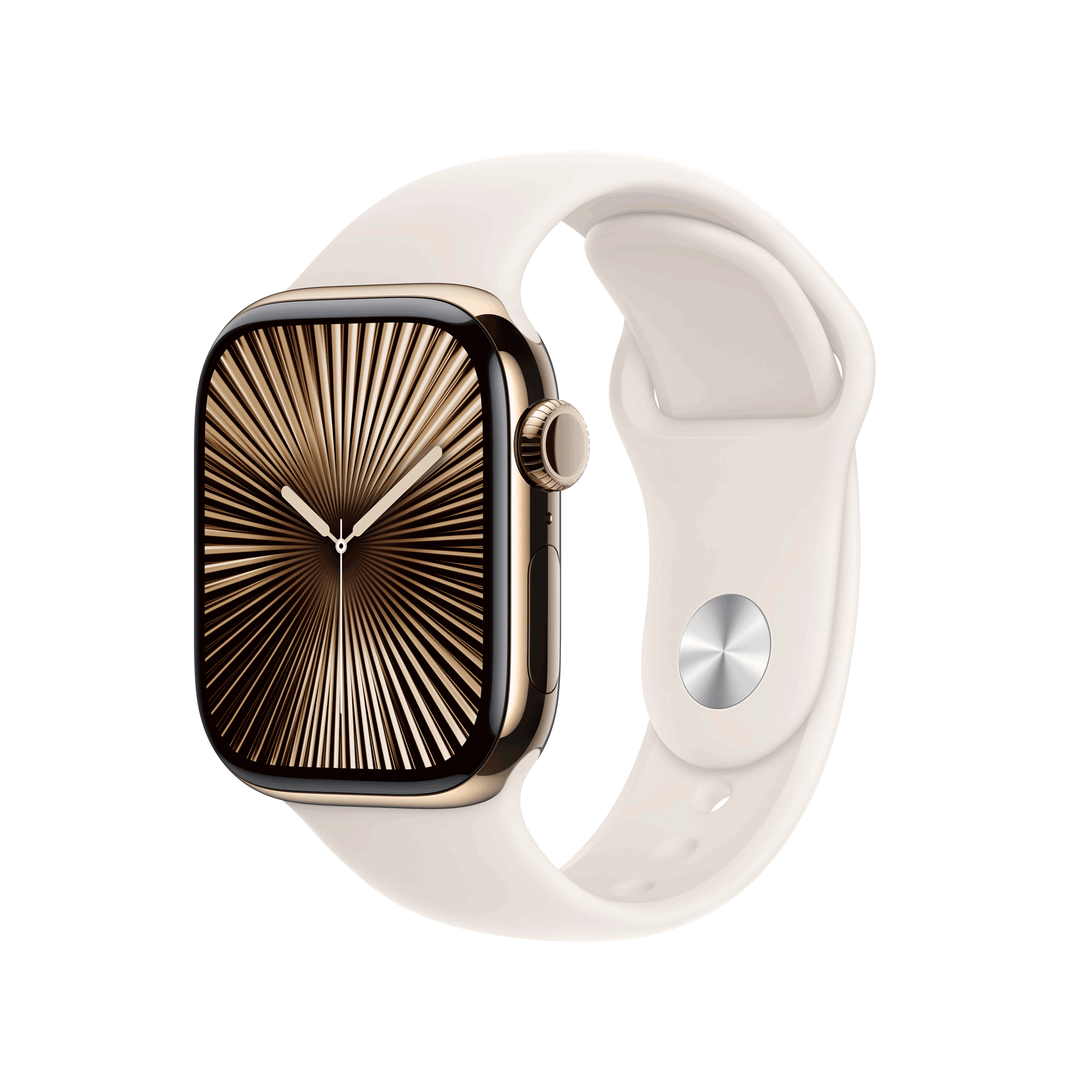 Apple Watch Series 10 GPS + Cellular 42mm Gold Titanium Case mit Starlight Sport Band - S/M (MX063QF/A)