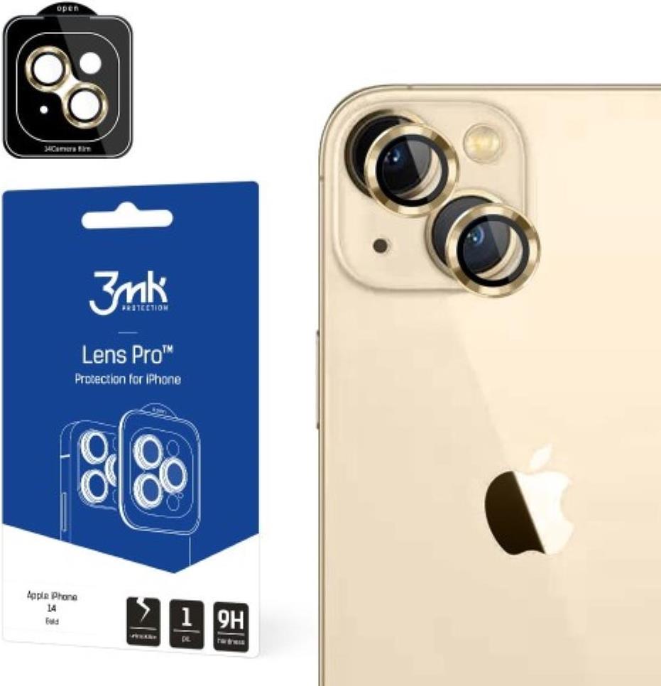 Kameraglas für iPhone 14 Plus 9H 3mk Lens Protection Objektiv der Pro-Serie - Gold (5903108484114)
