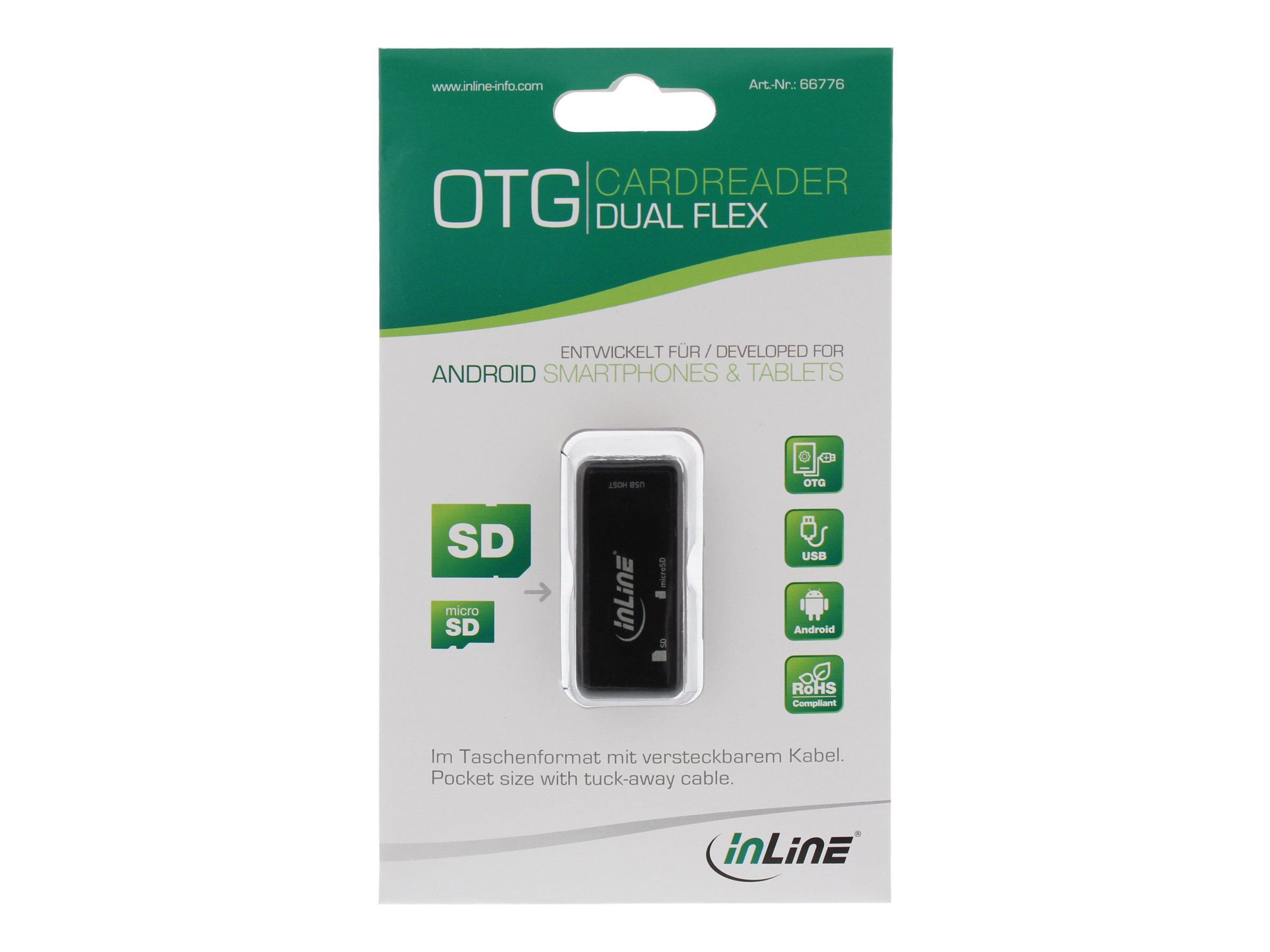 InLine OTG Card Reader Dual Flex USB 2.0 Schwarz