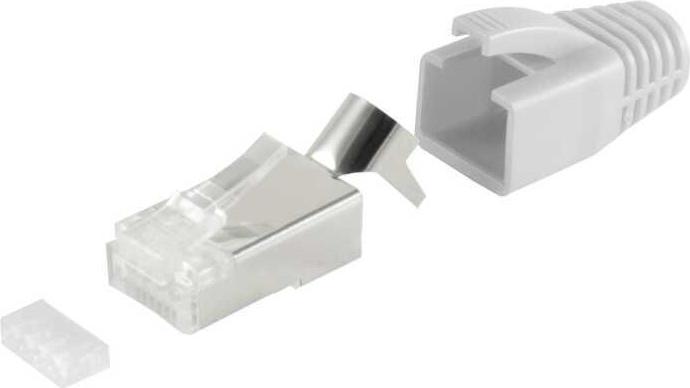 S/CONN Quality RJ45-Stecker SET für Verlegekabel bis AWG 23 mit Zugentlastung (1667206710GR)