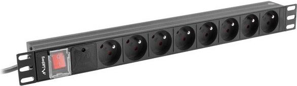 Lanberg PDU Steckdosenleiste 19" 1U 7x Schuko SPD-3MP 2m (PDU-PRO-07F-0200-BK)