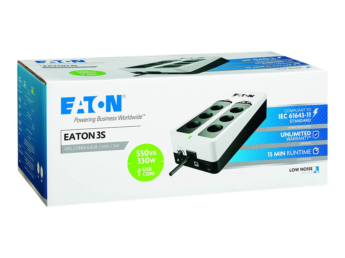Eaton 3S 550 USV 550 VA 330 W Schwarz, Weiß