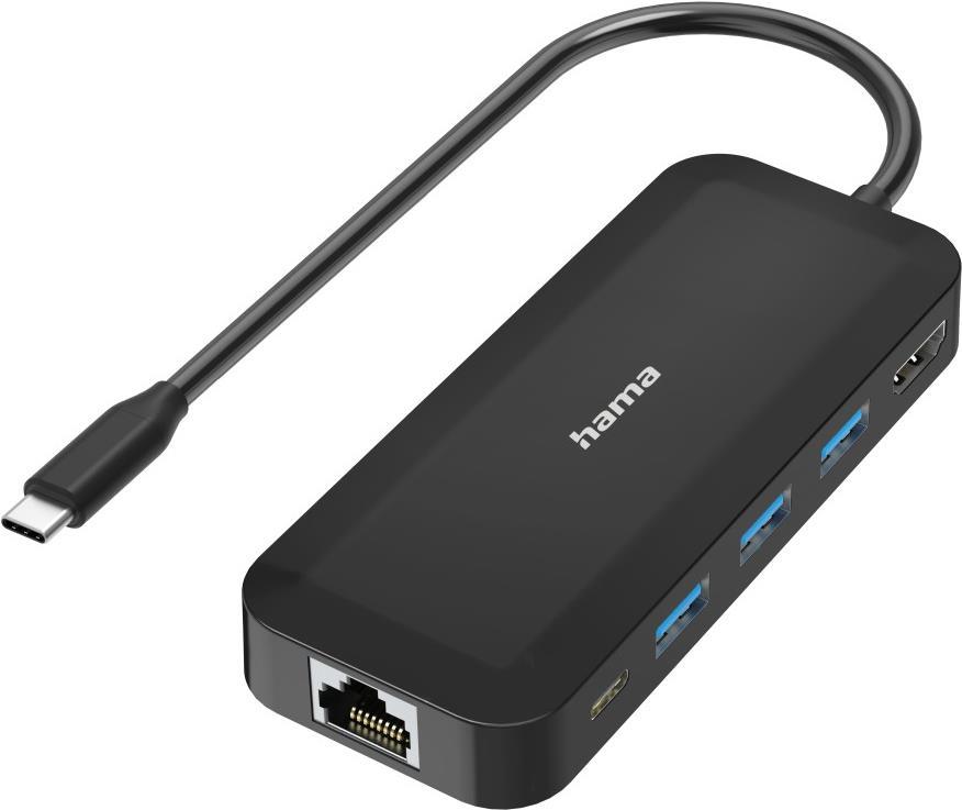 Hama Classic Line USB-C-Hub, Multiport, 6 Ports, 3x USB-A, USB-C, HDMI™, LAN/Ethernet (00300080)