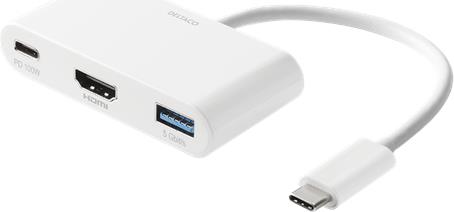 Deltaco USBC-HDMI23 laptop-dockingstation & portreplikator Kabelgebunden USB 3.2 Gen 1 (3.1 Gen 1) Type-C Weiß (USBC-HDMI23)