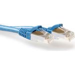 ACT Blue 1.5 meter LSZH SFTP CAT6A patch cable snagless with RJ45 connectors. Cat6a s/ftp lszh sng bu 1.50m (FB7651)