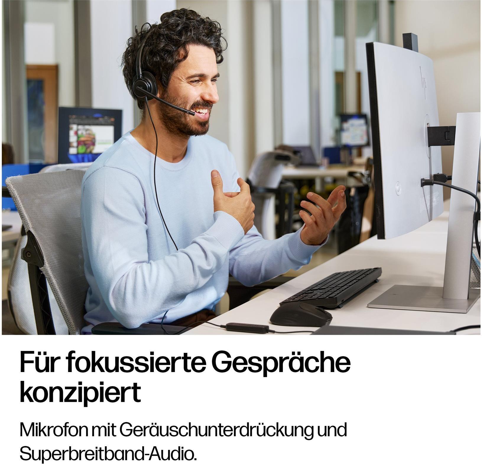 HP Poly Mission 425 On-Ear Headset USB-A USB-C Schwarz