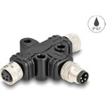 Delock M8 T-Splitter A-kodiert 4 Pin Stecker zu 2 x Buchse Parallelschaltung (60576)