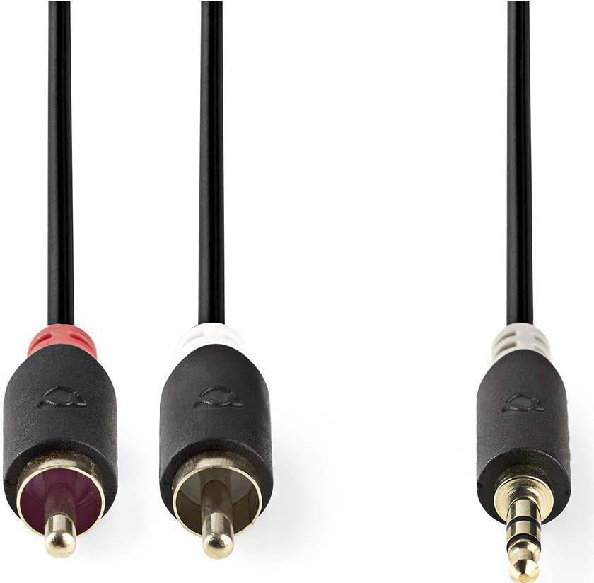 NEDIS Stereo-Audiokabel | 3.5 mm Stecker | 2x RCA Stecker | Vergoldet | 0.50 m | rund | Anthrazit |