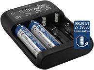 Ansmann Lithium 4 Universalladegerät mit 2x 18650 Akkuzellen 2600mAh Ladegerät LiIon (1001-0122-01)