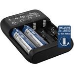 Ansmann Lithium 4 Universalladegerät mit 2x 18650 Akkuzellen 2600mAh Ladegerät LiIon (1001-0122-01)