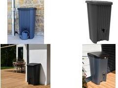 EDA Regentonne RECUP DECO, 150 Liter, anthrazit aus Kunststoff, UV-beständig, 50% recyceltes Material, - 1 Stück (010963 G.ANT/NO)