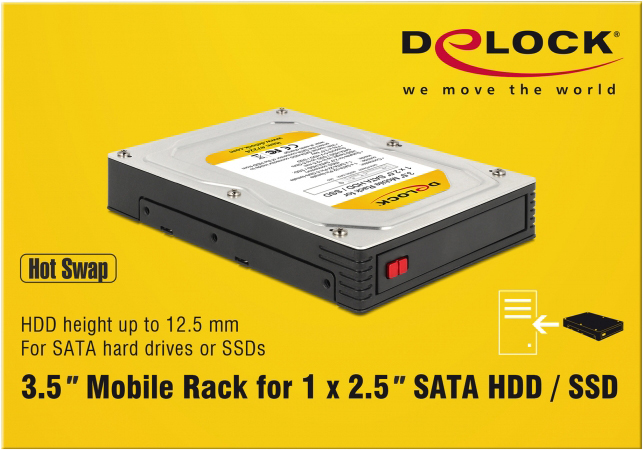 Delock 3.5" Mobile Rack für 1 x 2.5" SATA HDD / SSD Schwarz