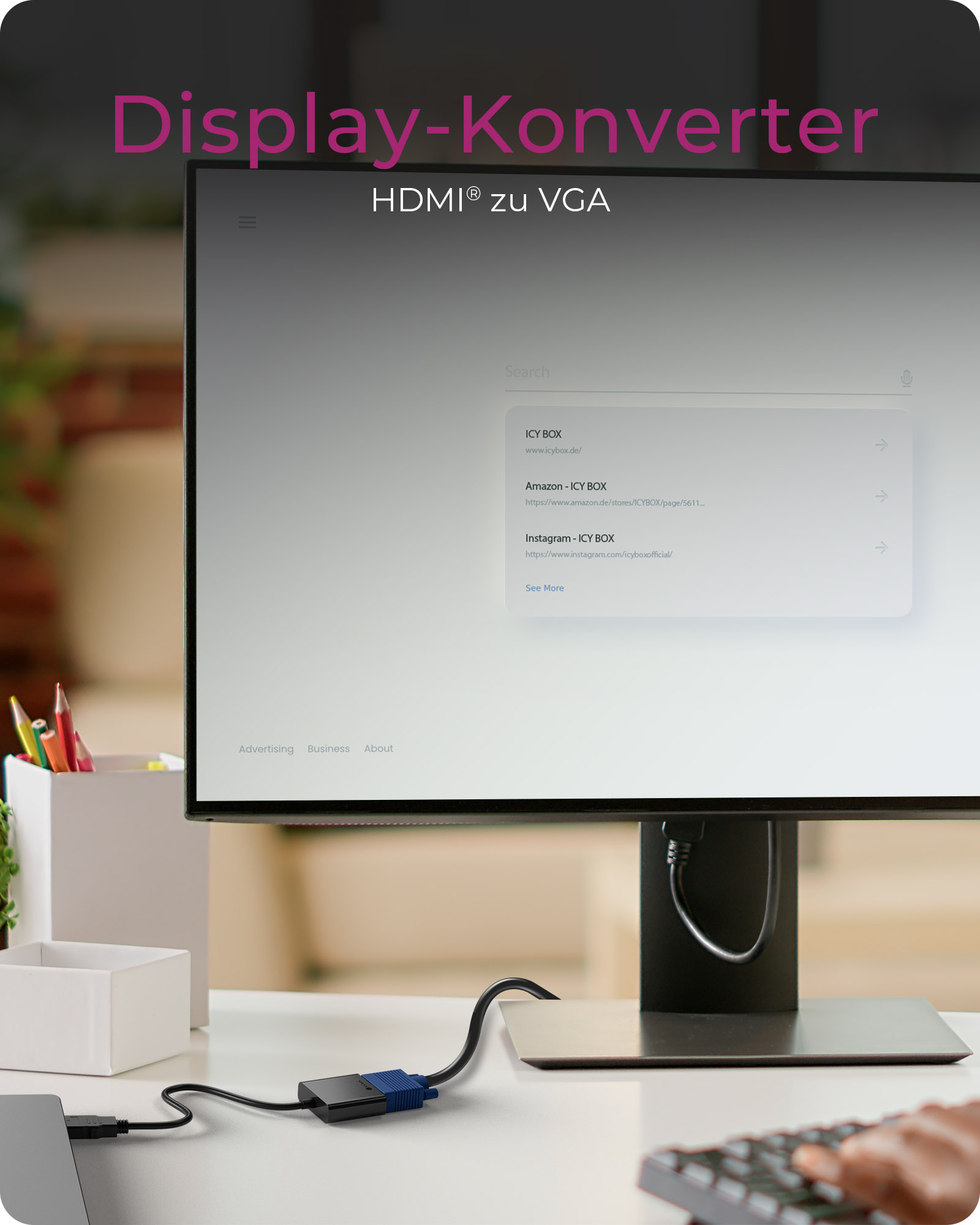 ICY BOX IB-AC502A Videoadapter HDMI Typ A zu VGA Schwarz