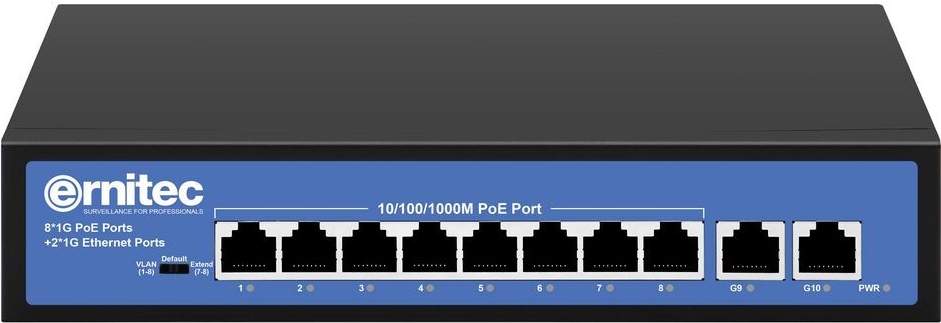 Ernitec Unmanaged Intelligent 8 PoE RJ45 ports (ELECTRA-U08-1GB-110W)