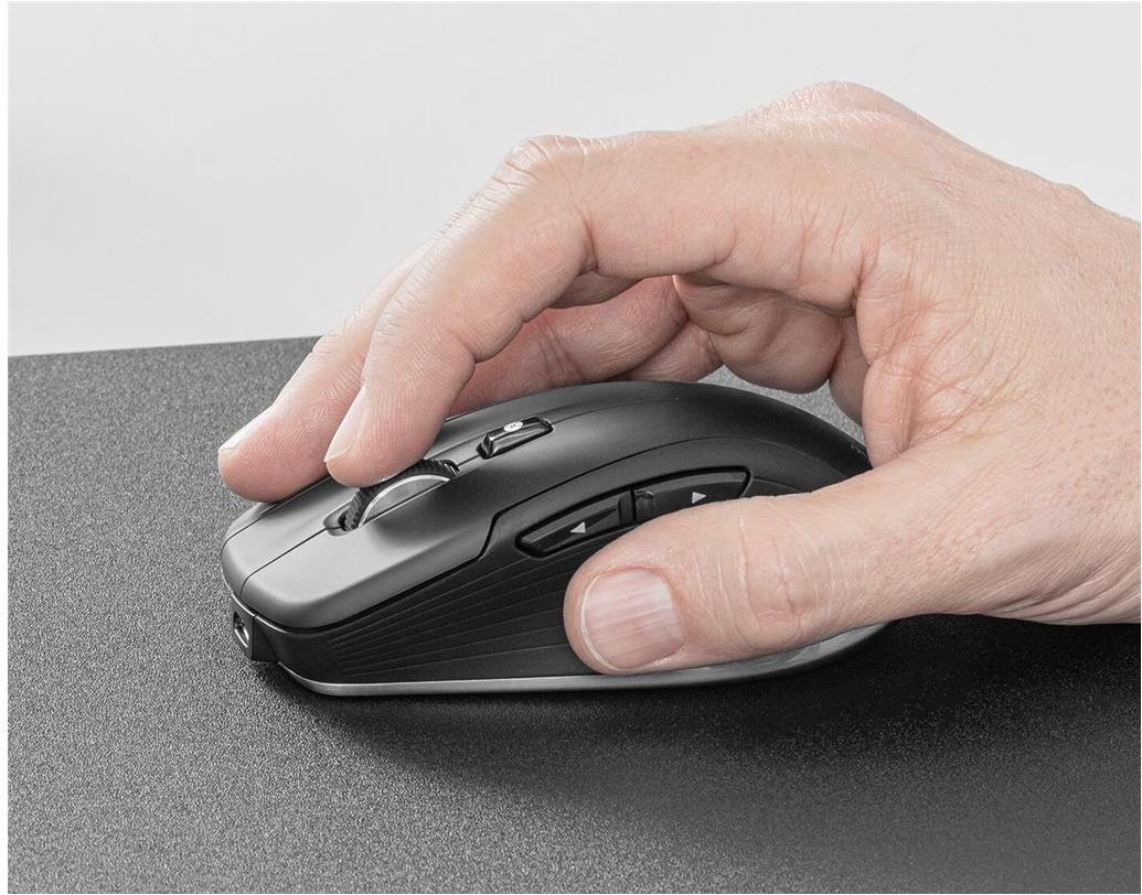 3Dconnexion CadMouse Compact Wireless Kabellose Maus 7200 DPI 7 Tasten Bluetooth 2.4 GHz USB-C Schwarz