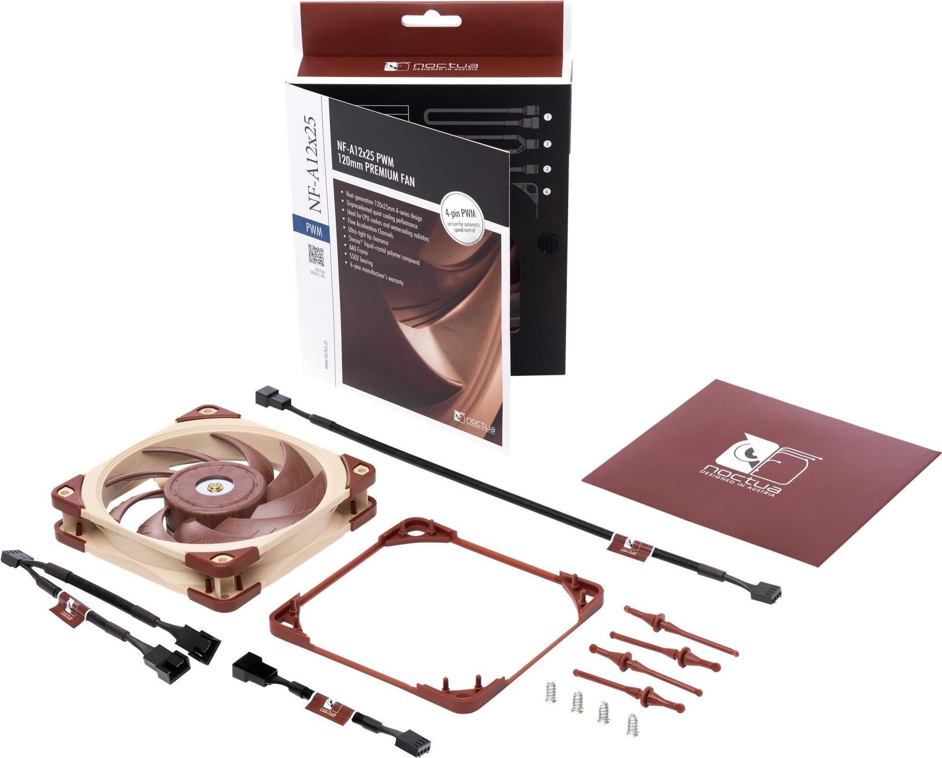 Noctua NF-A12x25 PWM 120-mm-Gehäuselüfter Braun, Beige