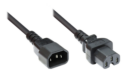 Good Connections Stromkabel C14 Stecker auf C15 Buchse 1,8 m Schwarz