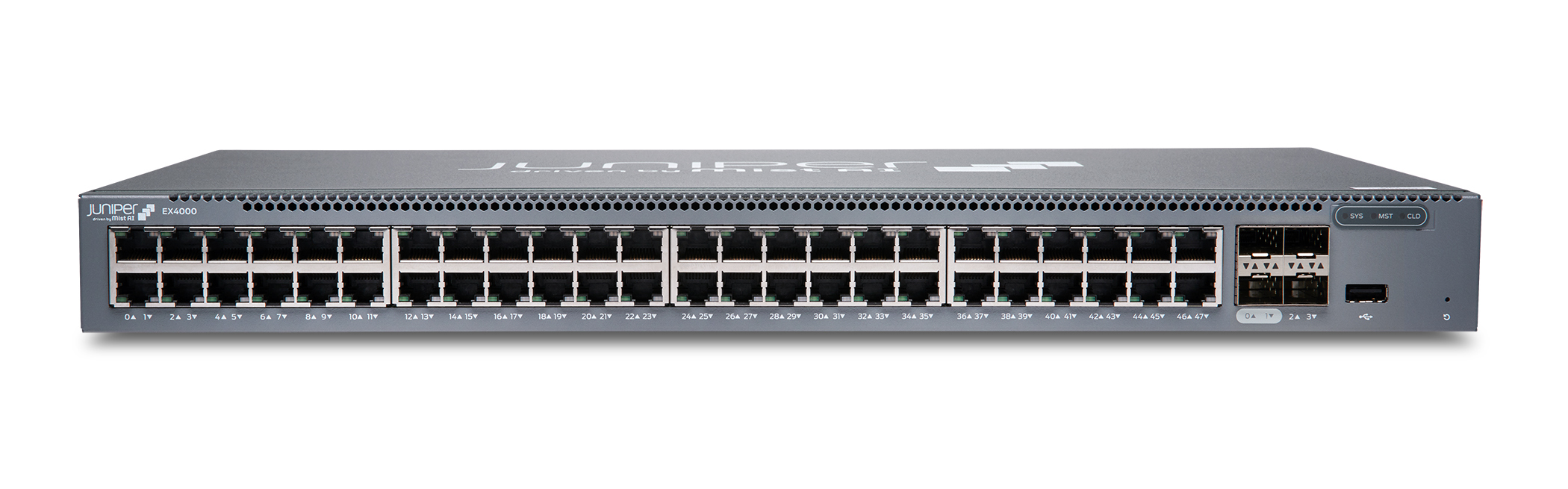 Juniper EX4000-48T Managed Switch L2/L3 48x Gigabit 4x SFP/SFP+ 176 Gbit/s 1U Grau