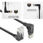 ACT Black 5 meters U/UTP CAT6A LSZH Slimline patch cable with RJ45 connectors 90? angled down to 90? angled up (DD7905)