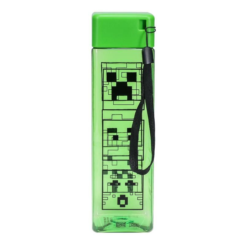 Paladone Minecraft Shaped Water Bottle 500 ml Schraubdeckel Schwarz, Grün