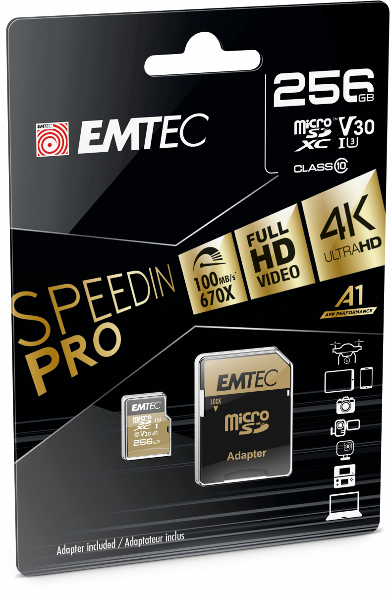Emtec SpeedIN Pro Speicherkarte 256 GB MicroSDXC UHS-I Klasse 10 (ECMSDM256GXC10SP)