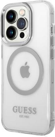 GUESS Hard Cover Metal Outline Magsafe Silver, für iPhone 14 Pro, GUHMP14LHTRMS (GUHMP14LHTRMS)