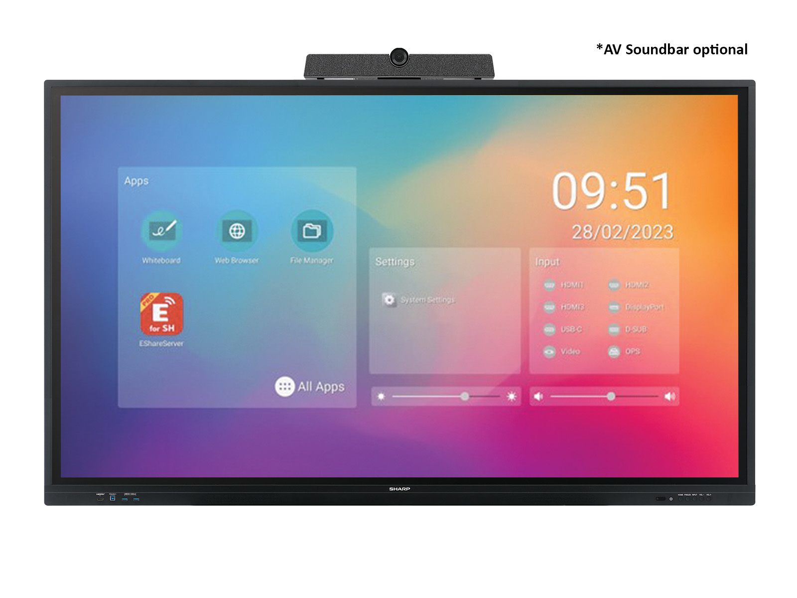Sharp PN-LC652 65" 4K Ultra HD Touch Digital Signage Display Schwarz