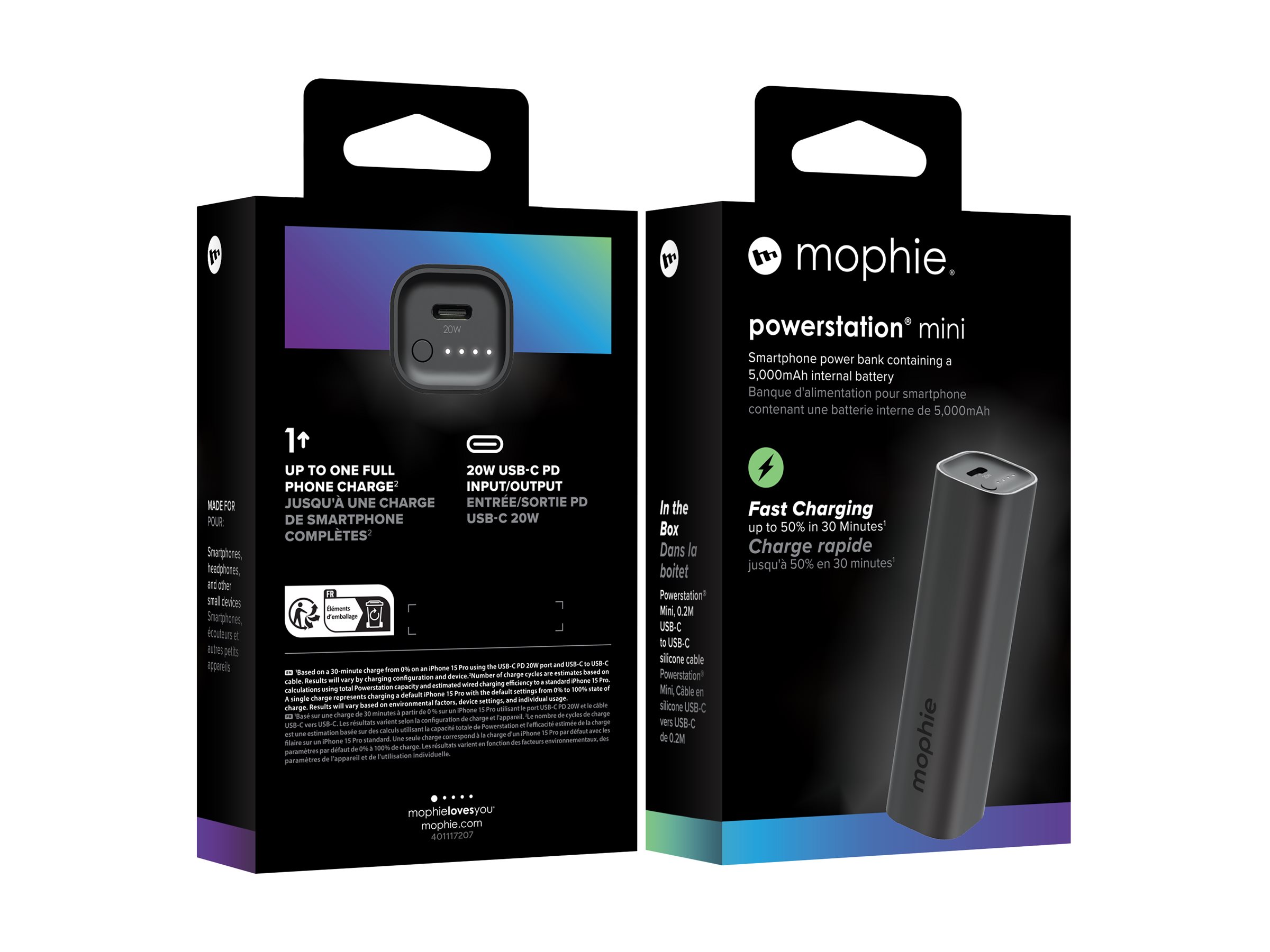 mophie powerstation mini Powerbank 5000 mAh 20 Watt Schwarz