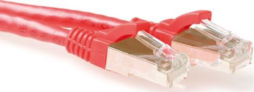 ACT Red 0.5 meter SFTP CAT6A patch cable snagless with RJ45 connectors. Cat6a s/ftp snagless rd 0.50m (FB6500)