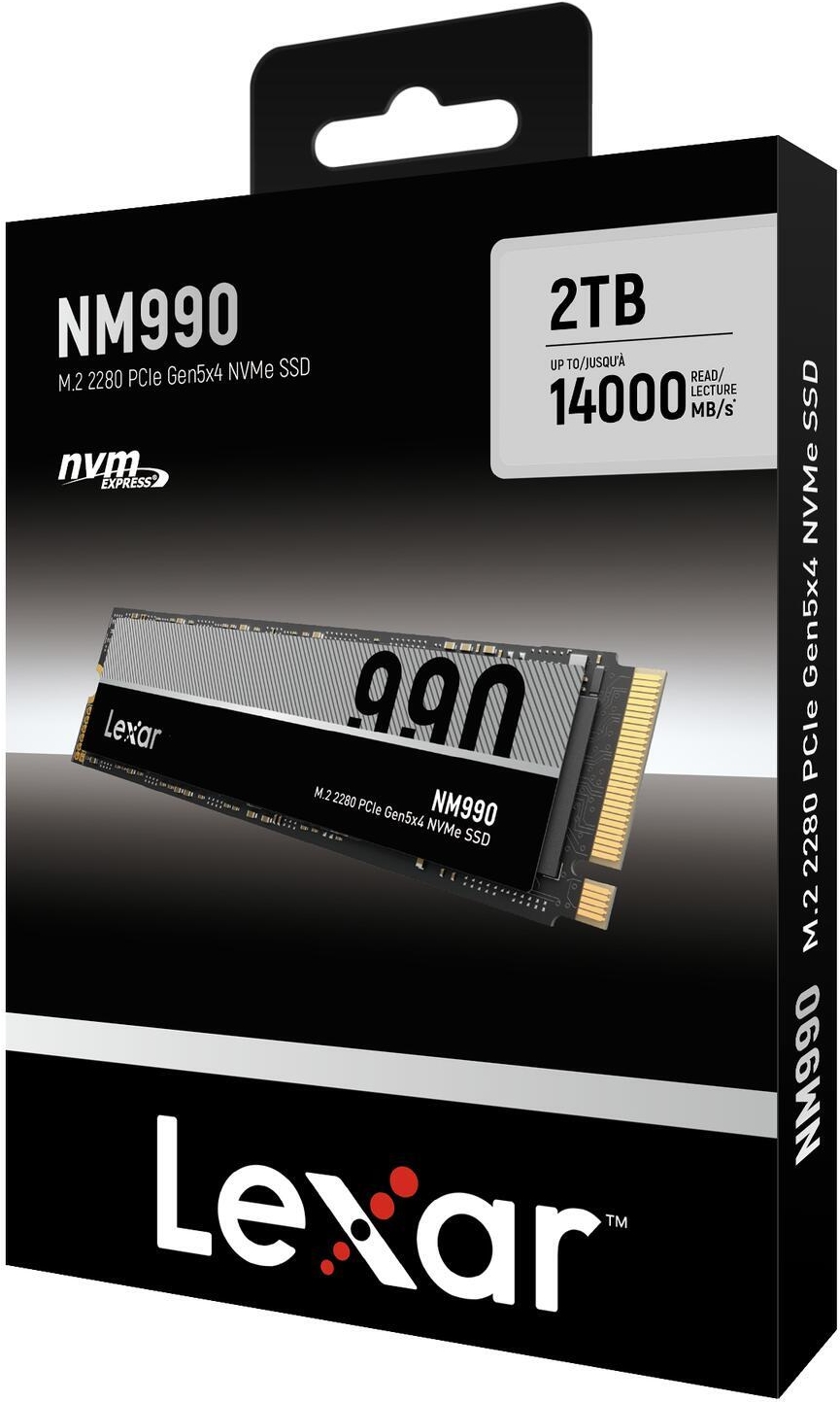 Lexar NM990 SSD 2TB M.2 2280 PCIe Gen5 NVMe Internes Solid-State-Module (LNM990X002T-RNNNG)