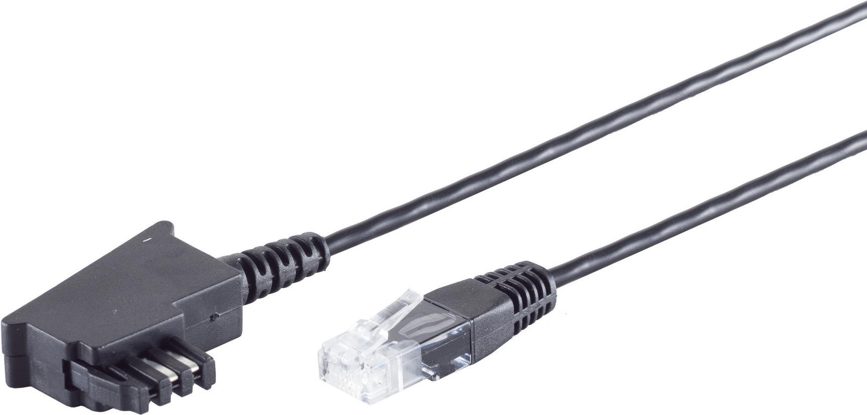 S/CONN maximum connectivity TAE-F Stecker auf RJ45 Stecker, VDSL Routerkabel, schwarz, 15,0m (12-09085)