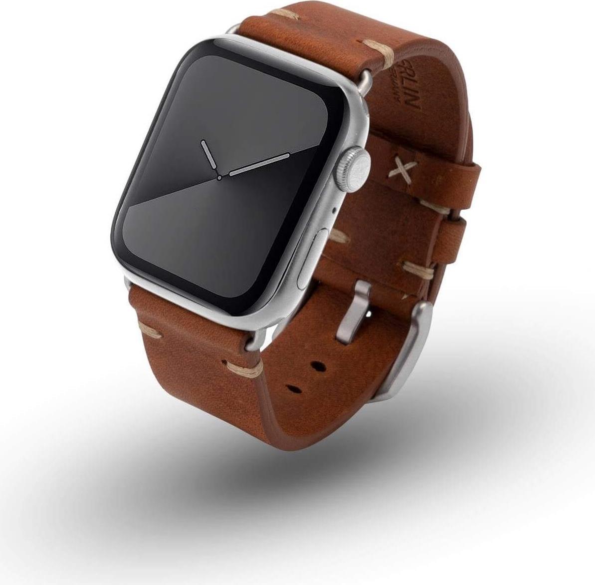 JT Berlin Watchband Alex II Vintage | Apple Watch Ultra/42/44/45mm | braun - Aluminium silber | M | 10827 (10827)