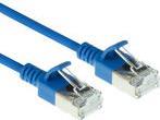 ACT Blue 0.25 meter LSZH U/FTP CAT6A datacenter slimline patch cable snagless with RJ45 connectors (DC7652)