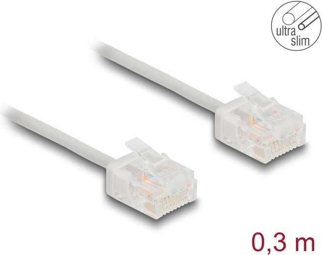 Delock RJ45 Netzwerkkabel Cat.6 UTP Ultra Slim 0.3 m grau mit kurzen Steckern (80756)