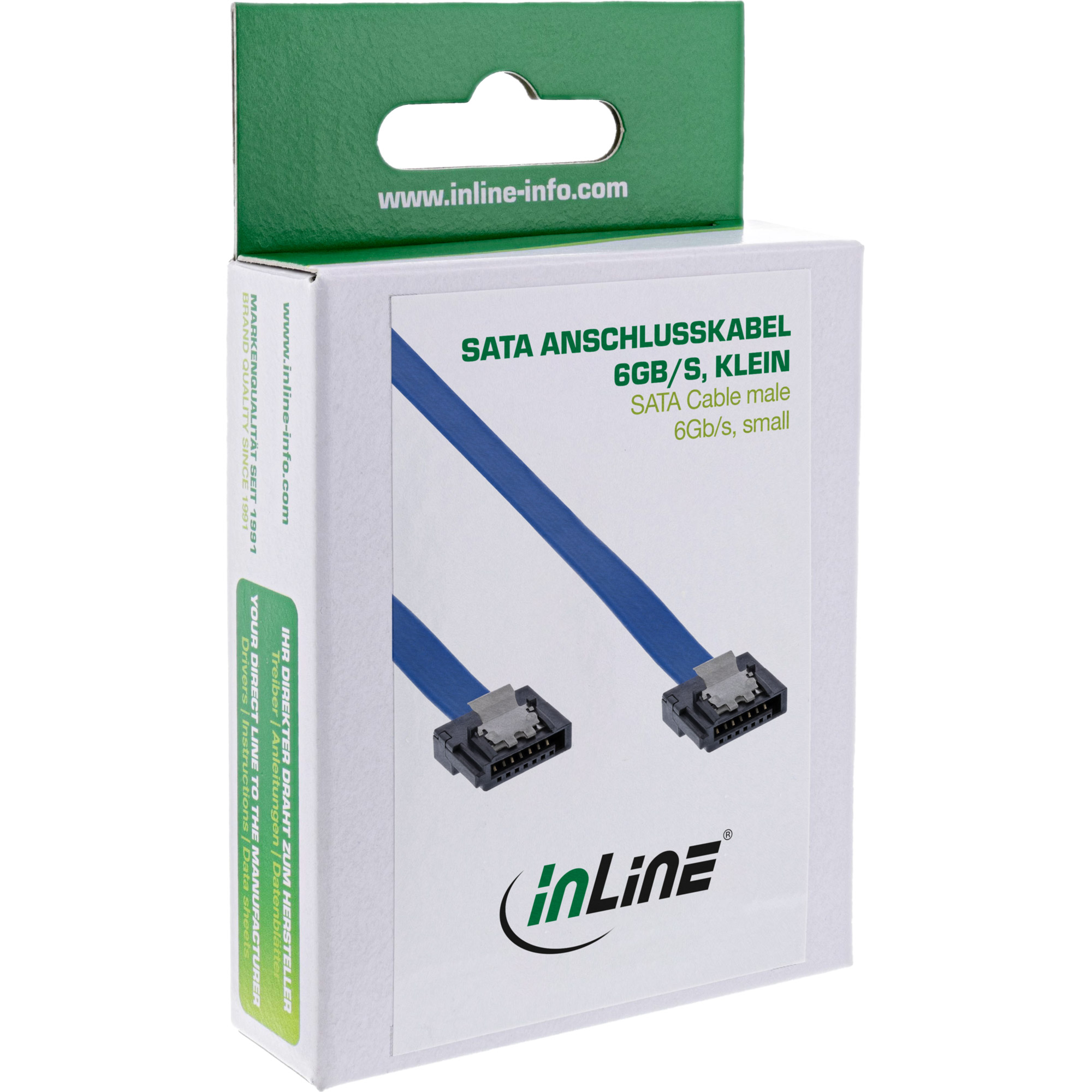 InLine SATA 6Gb/s Anschlusskabel klein mit Sicherheitslasche 0,15 m Blau