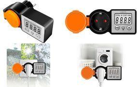 LogiLink Energiekosten-Messgerät Outdoor, schwarz/orange 2"LCD Display, Schutzkontaktstecker & Schutzkontaktdose, - 1 Stück (EM0007)