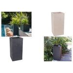 EDA Pflanzsäule VOLCANIA, Höhe: 800 mm, beige Pflanzsäule aus Kunststoff, in Kalkstein-Optik, für Innen-/ - 1 Stück (013739 BE.CA SX)