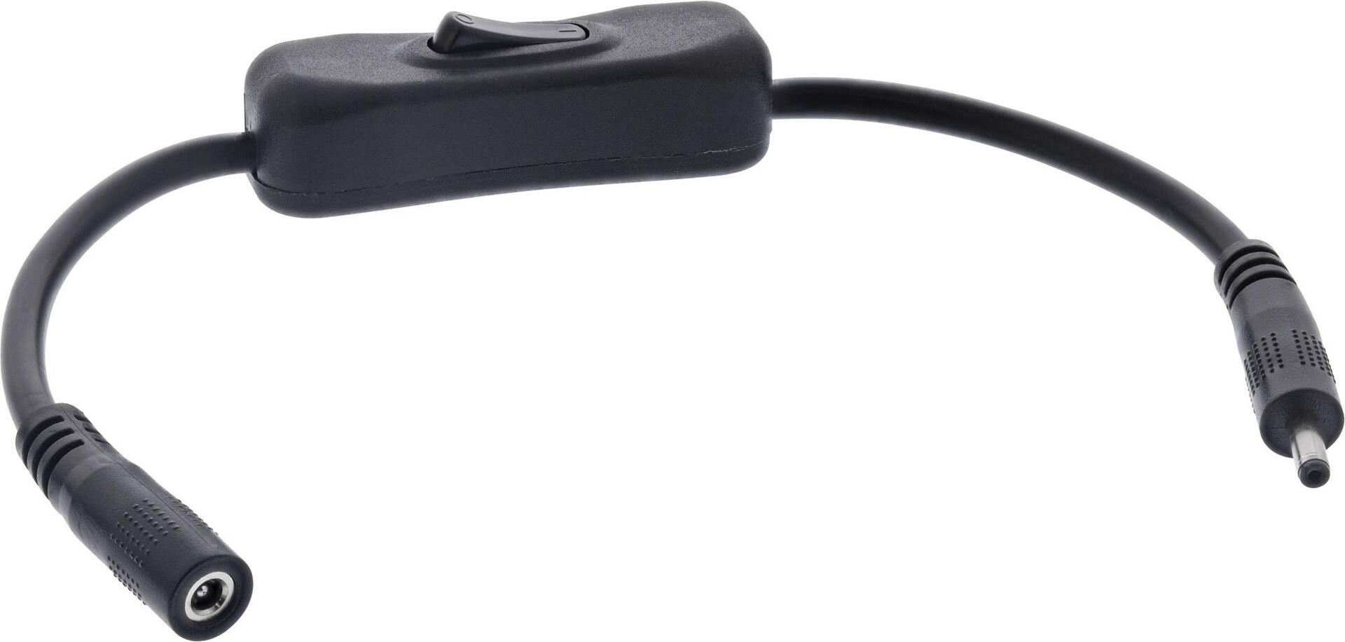 InLine® DC Kabel mit Schalter, DC ST/BU 3,5x1,35mm, AWG 18, schwarz, 0,20m (26906I)