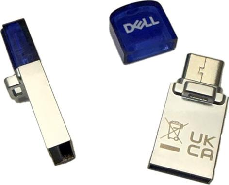DELL AD564596 USB-Stick 256 GB USB-A/C 3.2 Gen1 Combo mit abnehmbarer Kappe Blau/Silber