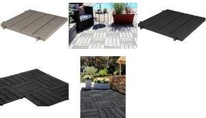 EDA Bodenplatte in Holzoptik, (B)384 mm, Kunststoff, taupe UV- und chlorbeständig, rutschfest, - 1 Stück (010902 BR.T)