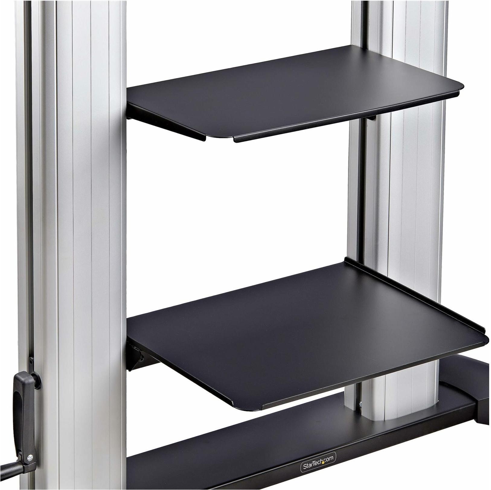 StarTech.com 1110C-MOBILE-TV-CART Mobiler TV-Wagen 60-100" 100 kg Schwarz, Silber