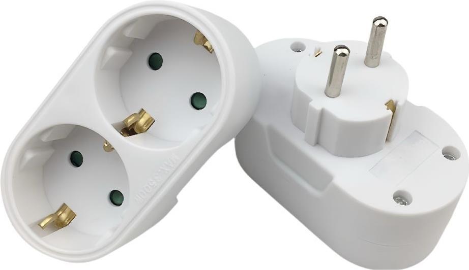 MicroConnect Schuko power splitter with 2 ways White (PESCHPLUG2)