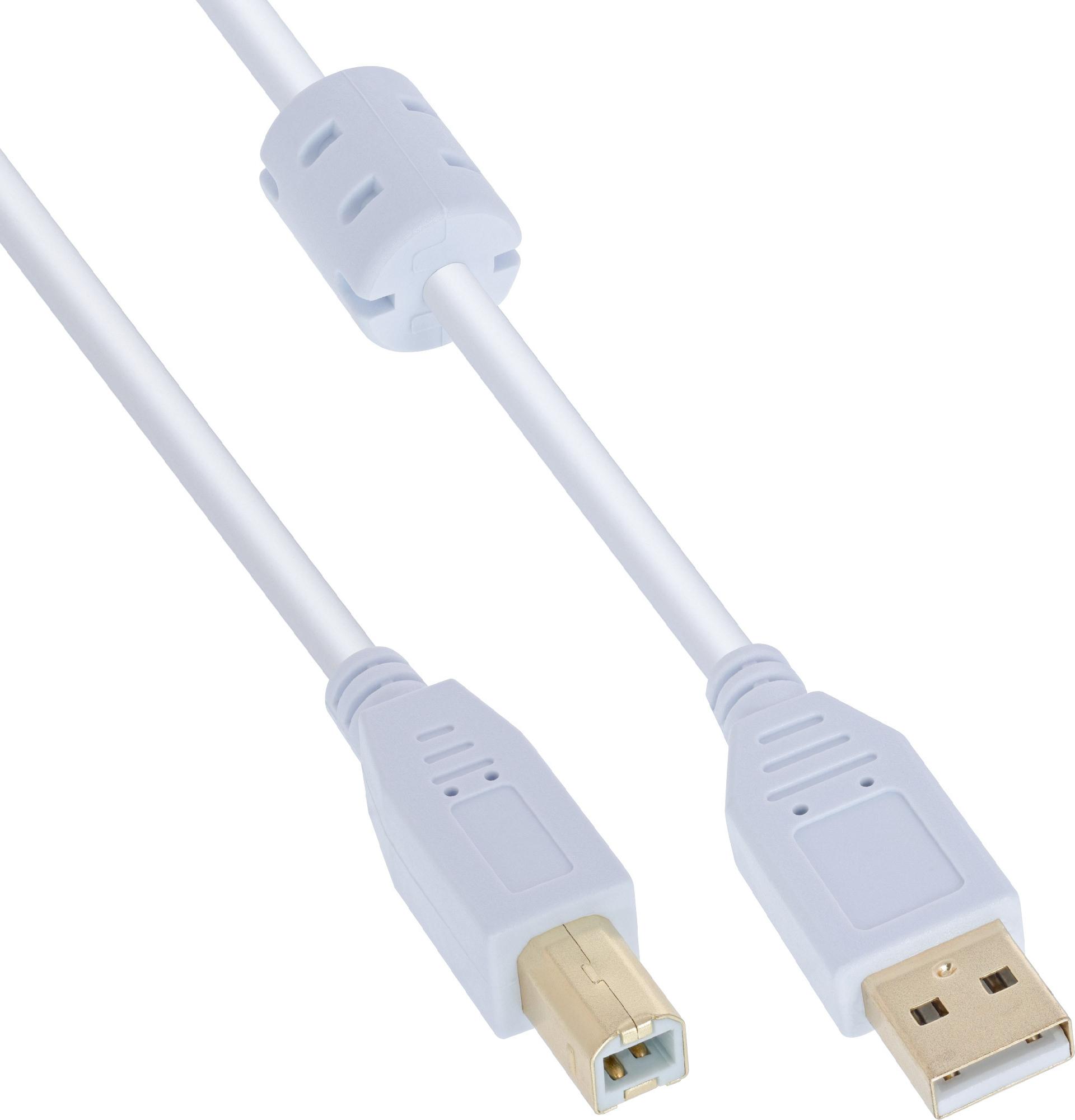InLine 34515W USB 2.0 Kabel A auf B 1,5 m Weiß/Gold