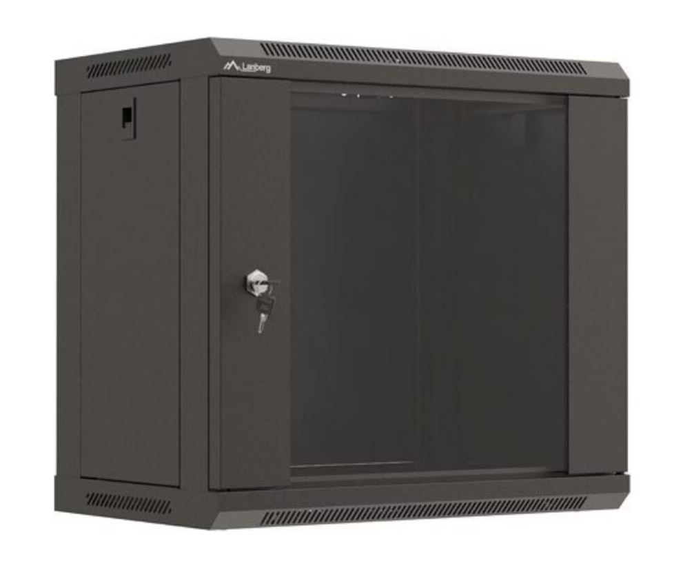 Lanberg 19" 9U Wand-Rack-Gehäuse WF03-5309-10B 540x350 mm Glastür Schwarz FlatPack