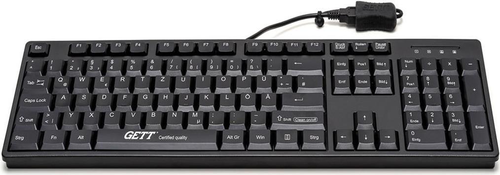 GETT CleanType Easy Basic Tastatur USB 105 Tasten Deutsch Schwarz