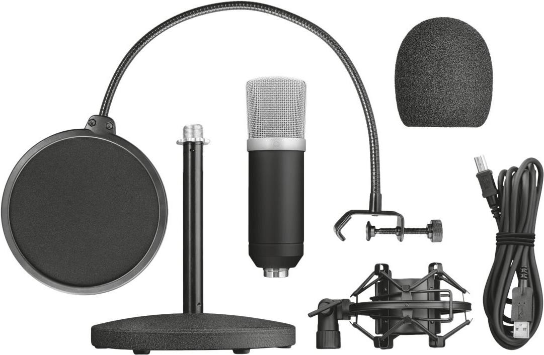 Trust Emita Studiomikrofon Kabelgebunden USB Schwarz, Silber