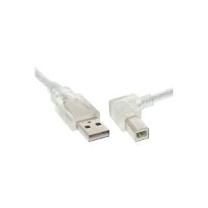 InLine® USB 2.0 Kabel, A an B rechts abgewinkelt, transparent, 2m (34520R)