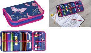 EBERHARD FABER Schüleretui Schmetterling, 32-teilig aus Polyester, Maße: (B)196 x (T)132 x (H)34 mm, mit - 1 Stück (577471)