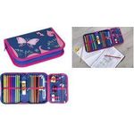 EBERHARD FABER Schüleretui Schmetterling, 32-teilig aus Polyester, Maße: (B)196 x (T)132 x (H)34 mm, mit - 1 Stück (577471)